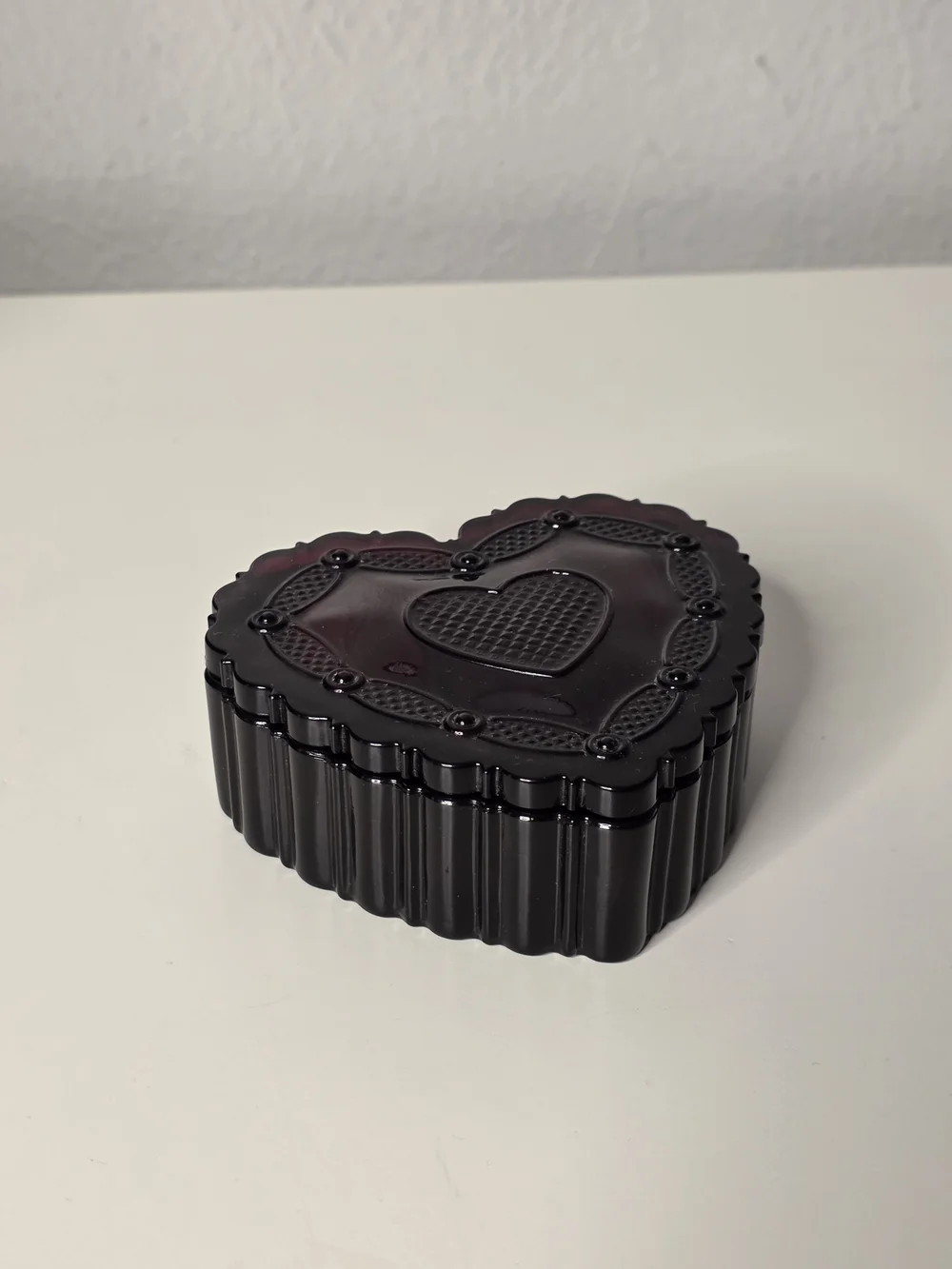 Vintage Avon Heart-Shaped Glass Trinket Box